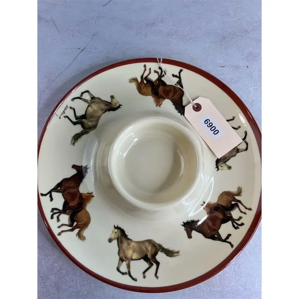 Vintage Evergreen Horse‎ Design Chip and Dip veggie tray Multicolor Plastic